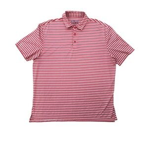 IBKUL Polo Shirt Mens XXL Red/Pink Performance Golf Stretch Stripe Short Sleeve